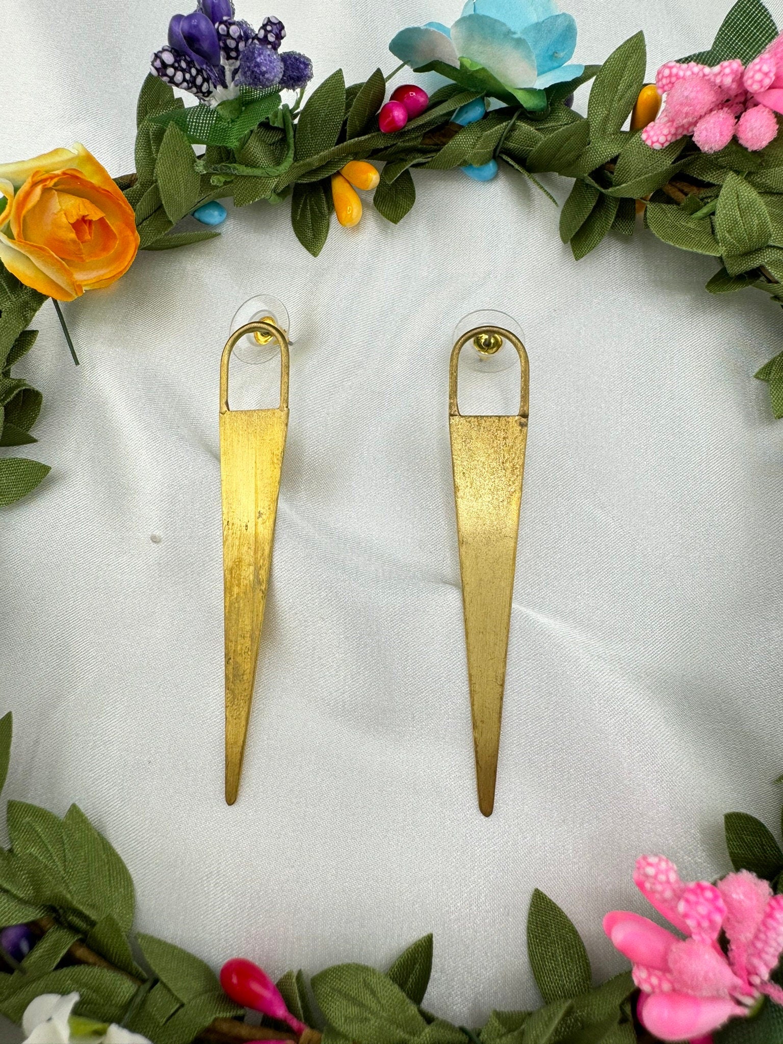 Matt Gold quirky earrings in unique pointed sleek design/Statement earrings/everyday jewelry/Indian Earrings/Bridal Earring/quirky earrings