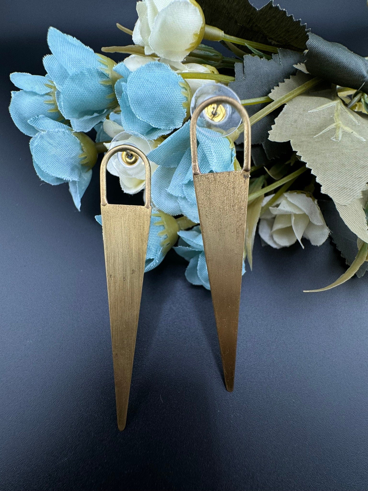 Matt Gold quirky earrings in unique pointed sleek design/Statement earrings/everyday jewelry/Indian Earrings/Bridal Earring/quirky earrings