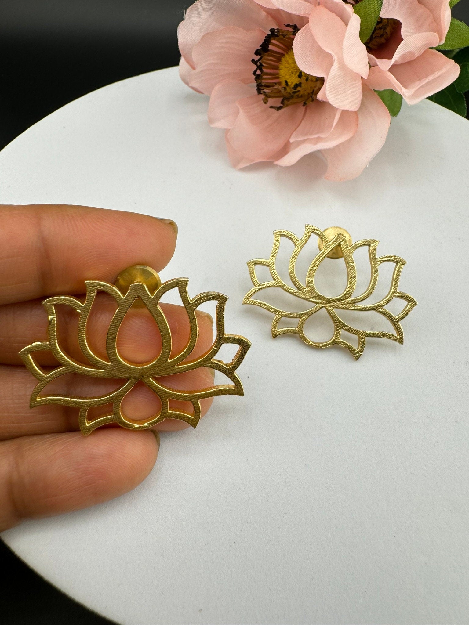 Premium Matt Gold quirky earrings in unique lotus sleek design/Statement earrings/everyday jewelry/Indian Earrings/quirky sleek earrings