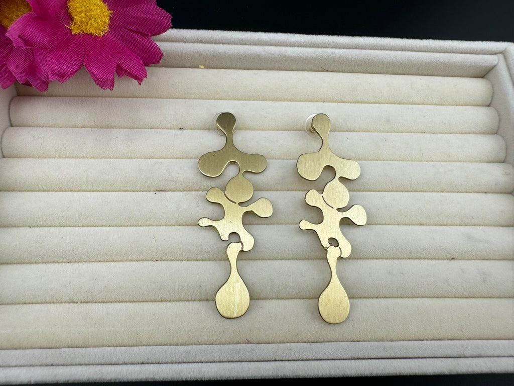 Premium Matt Gold quirky earrings in unique sleek abstract design/Statement earrings/everyday jewelry/Indian Earrings/sleek abstract earring