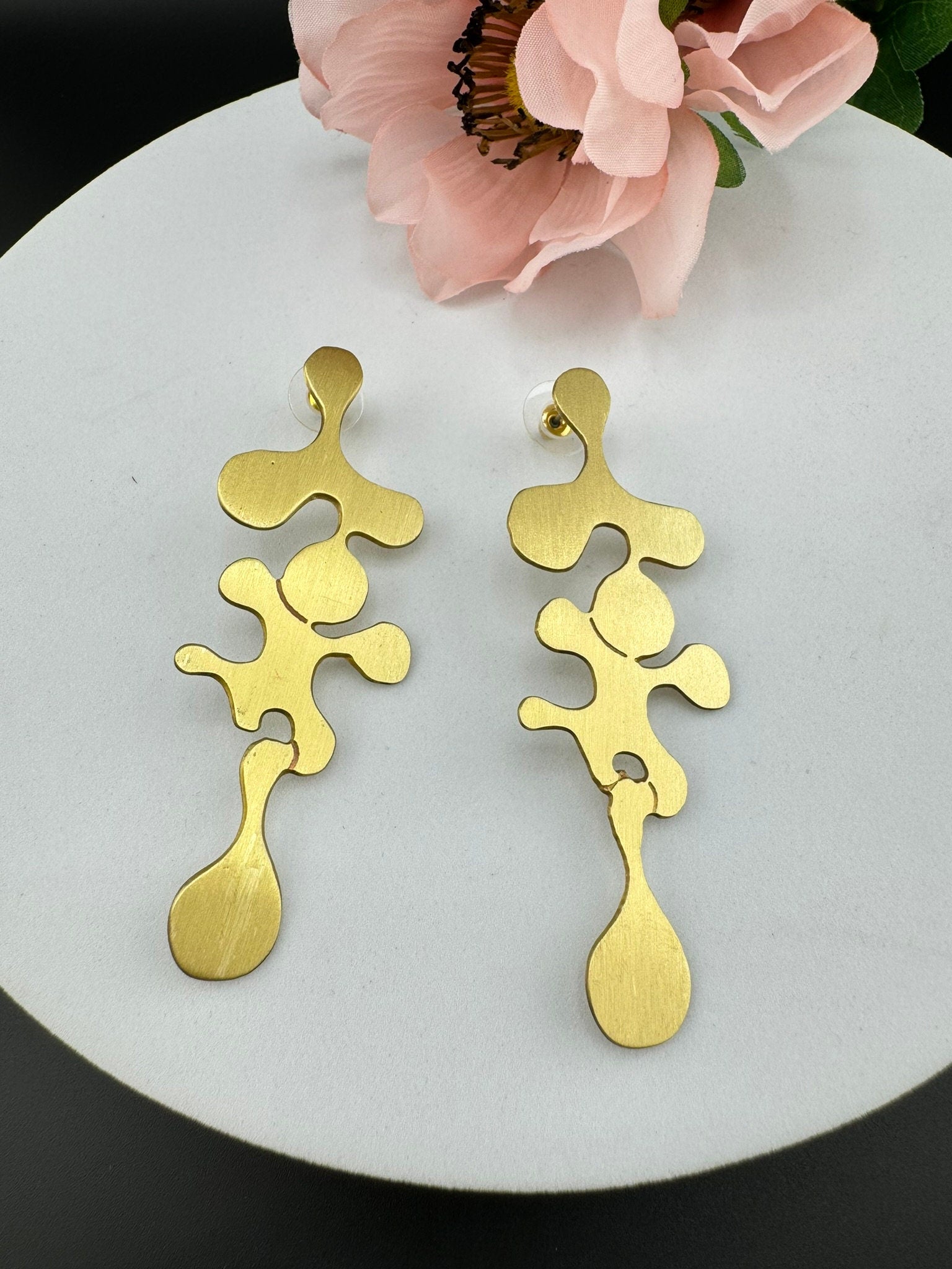 Premium Matt Gold quirky earrings in unique sleek abstract design/Statement earrings/everyday jewelry/Indian Earrings/sleek abstract earring