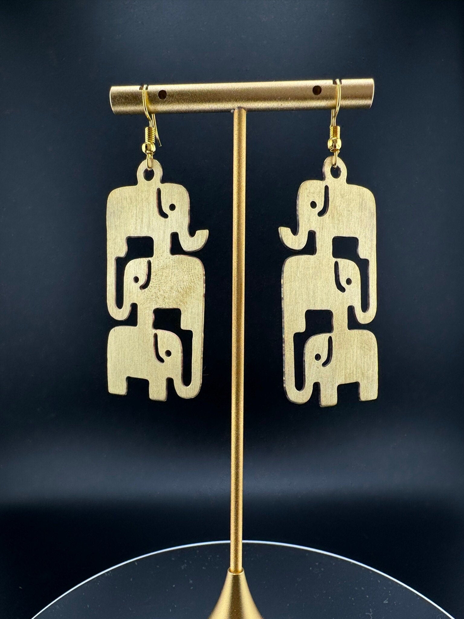 Premium Matt Gold quirky earrings in unique sleek multiple elephant design/Statement earrings/everyday jewelry/light Earrings/sleek earring