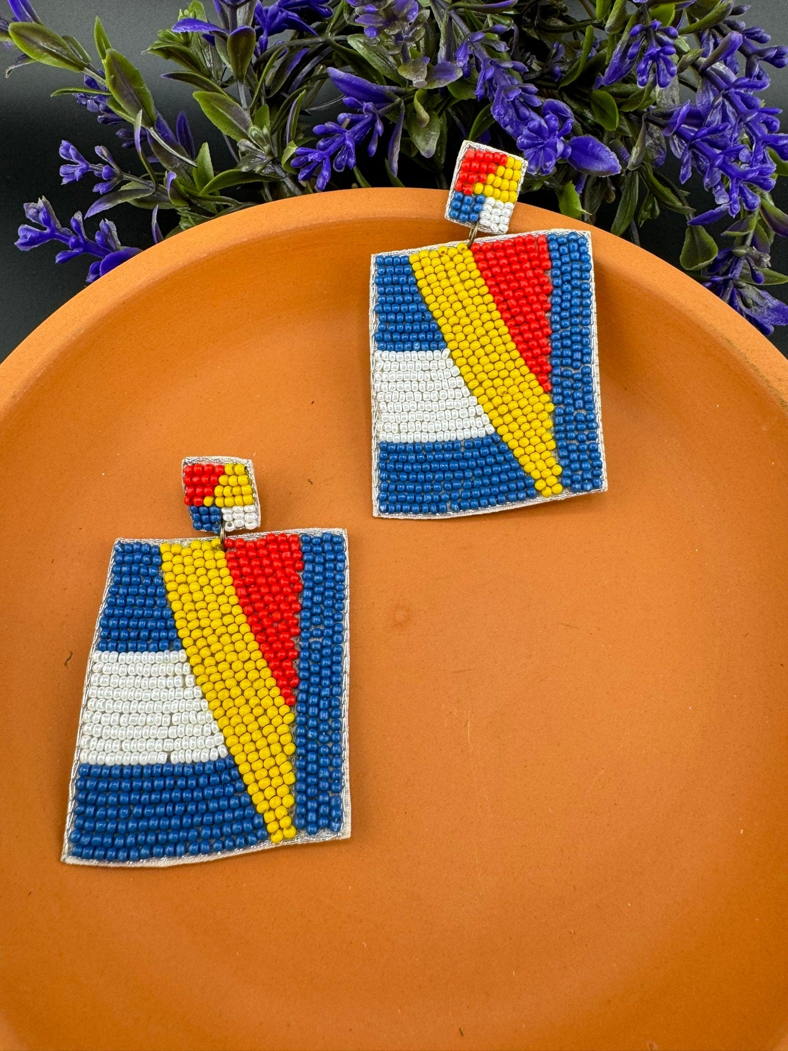 Multicolor Square Dangle Quirky Beaded earrings