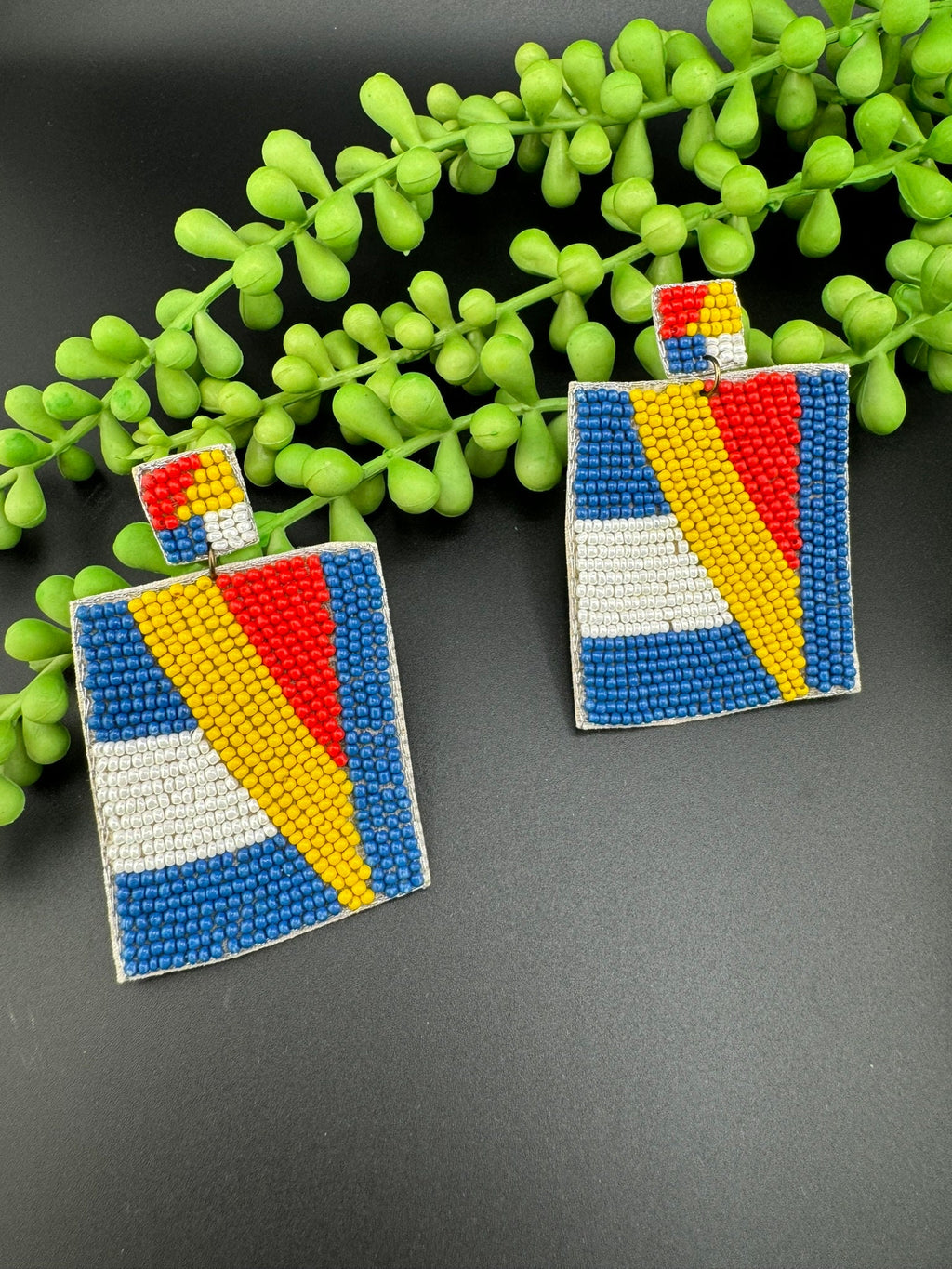 Multicolor Square Dangle Quirky Beaded earrings