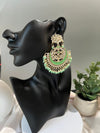 Parrot Green Punjabi Chandbali with Minakari, kundan and pearls