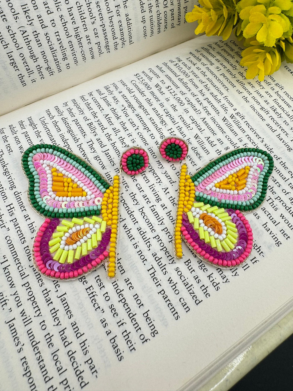 Beaded Pastel multicolor Half Butterfly Wings earring/Handmade unique earrings