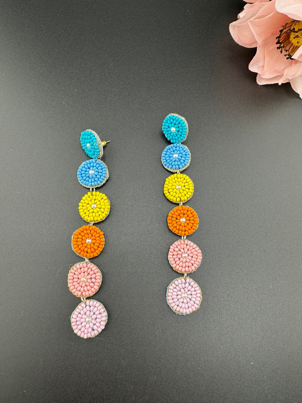 Beaded Multicolor Long sleek quirky earring/Handmade earrings