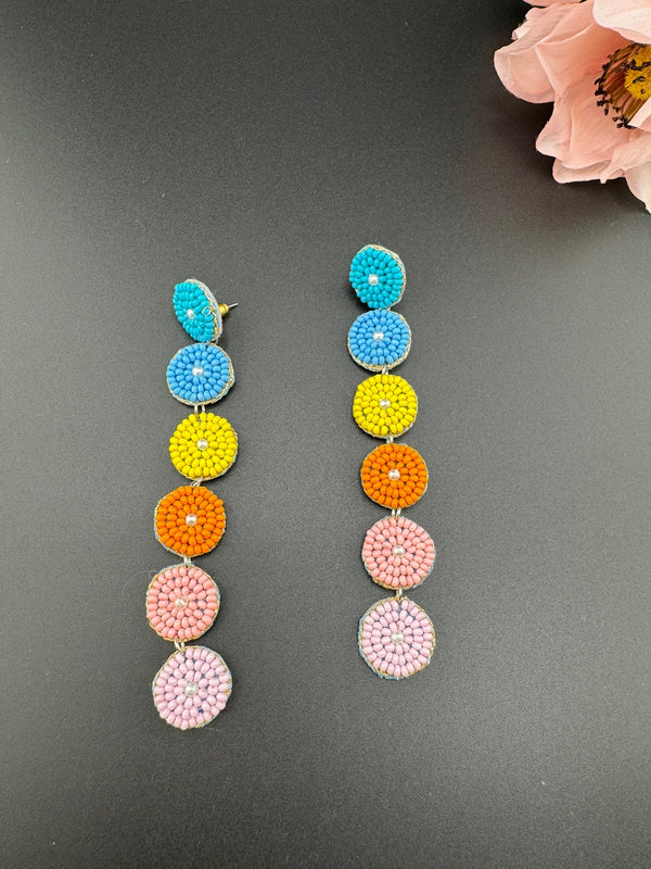 Beaded Multicolor Long sleek quirky earring/Handmade earrings