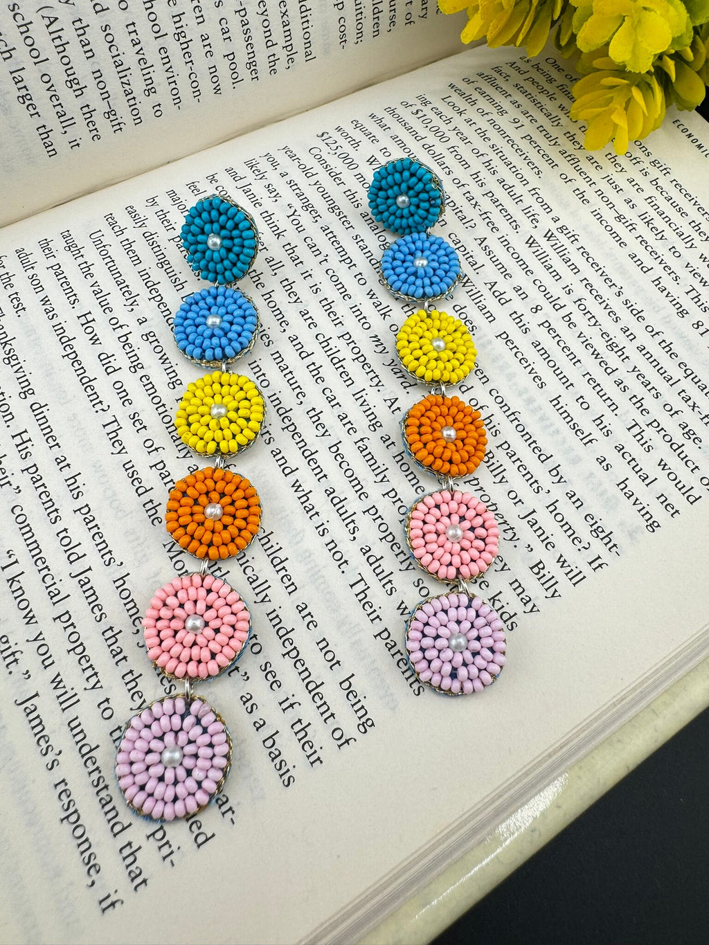 Beaded Multicolor Long sleek quirky earring/Handmade earrings