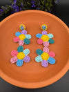 Beaded multicolor Long Quirky flower earrings / Handmade earrings