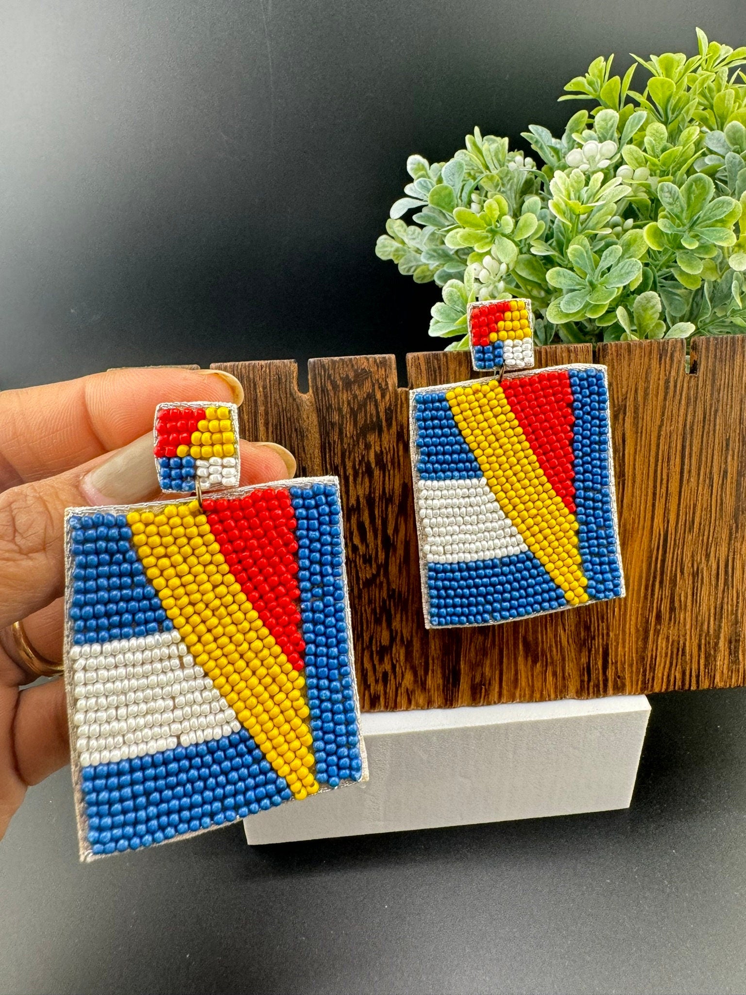 Multicolor Square Dangle Quirky Beaded earrings
