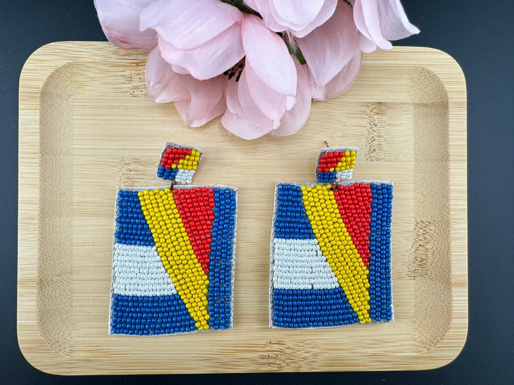 Multicolor Square Dangle Quirky Beaded earrings