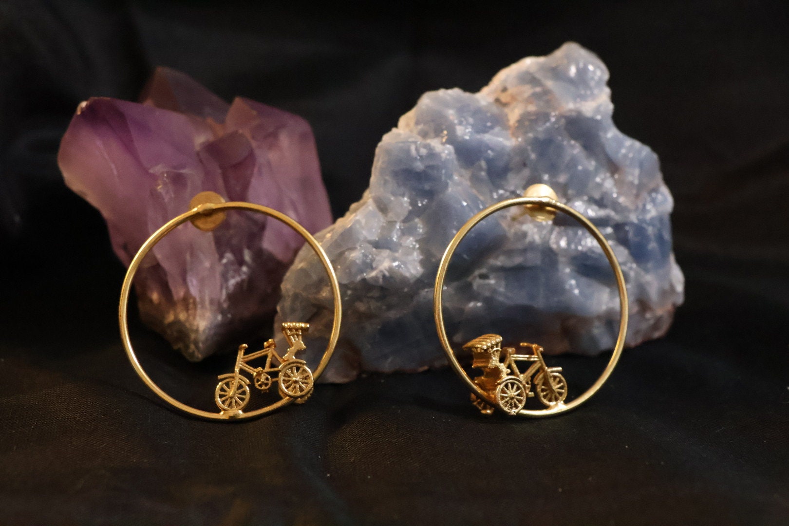 Rickshaw in Hoop Premium Matt Gold unique statement earrings