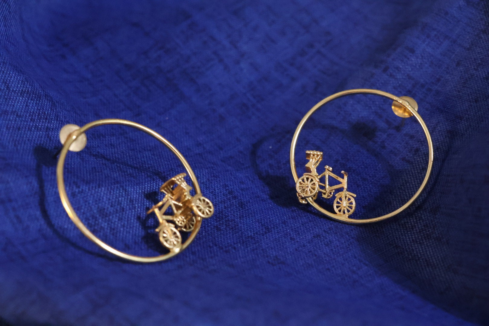 Rickshaw in Hoop Premium Matt Gold unique statement earrings