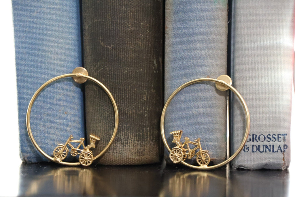 Rickshaw in Hoop Premium Matt Gold unique statement earrings