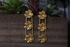 Matt Gold statement Long earrings with unique Flowers design