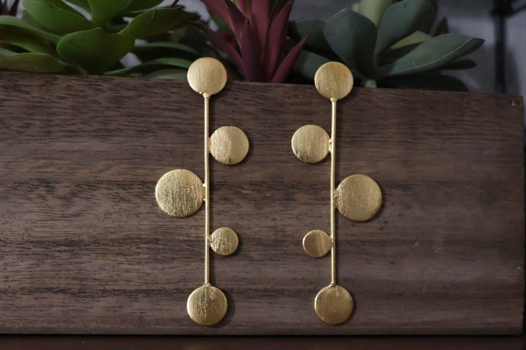 Matt Gold Long earrings in unique drop design