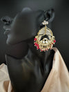 Pink and Gold Punjabi Chandbali with kundan and pearls detailings
