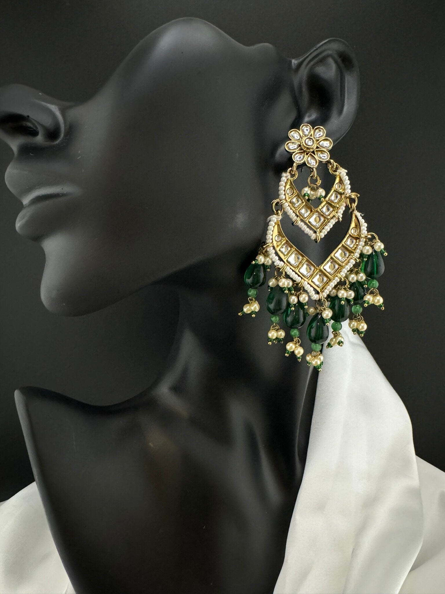 Viral trending Chand Bali earring with Kundan, stones and pearls, Statement Earrings