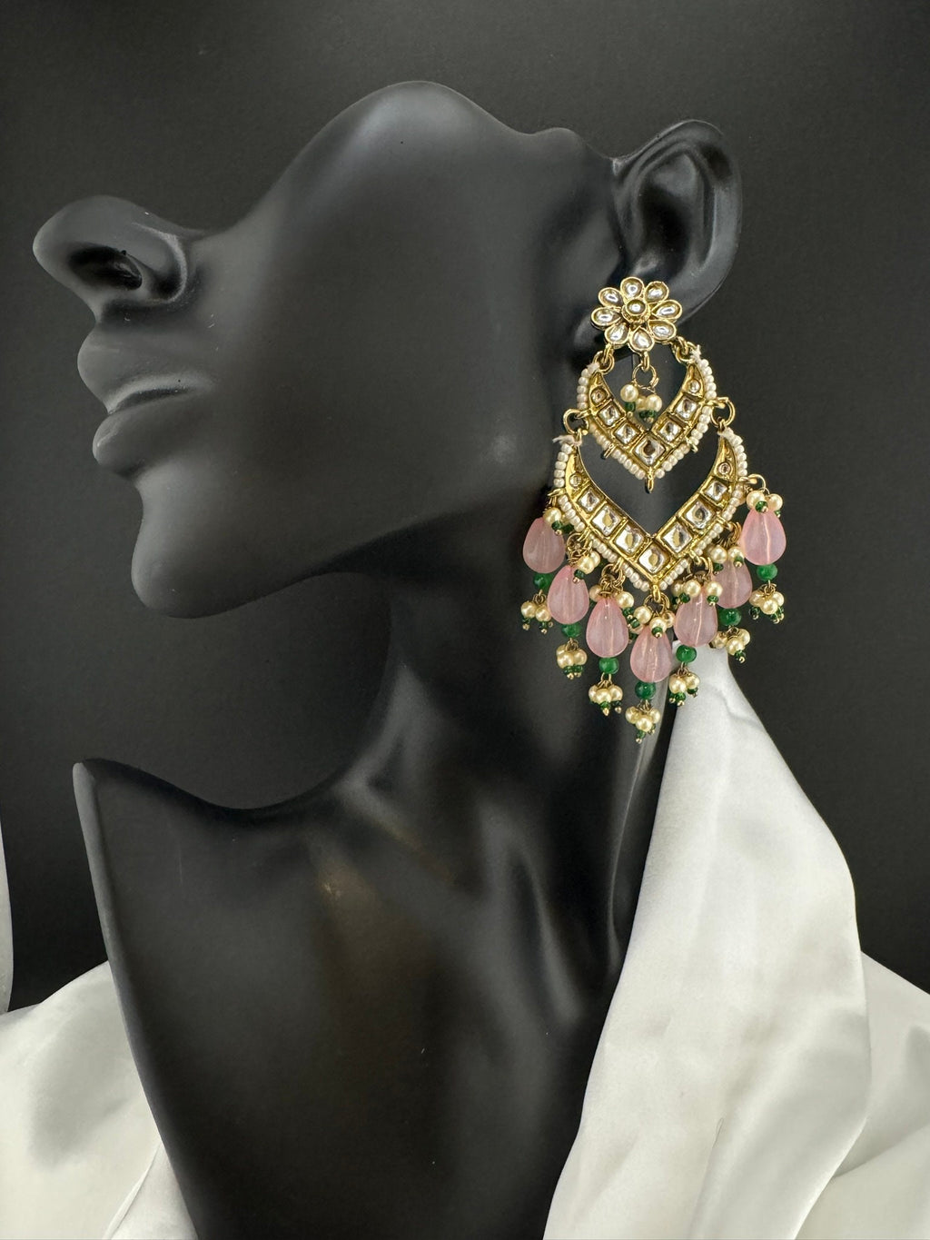 Viral trending Chand Bali earring with Kundan, stones and pearls, Statement Earrings