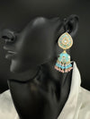 Minakari with Kundan and pearls Jhumka Earrings