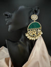 Glitter hydro beads kundan and Pearls Punjabi Chandbali Earrings