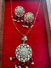Tyaani Inspired Premium quality moissanite Kundan, CZ pendant set with chain/Indian jewelry/silver foil back/Premium Kundan/Bridesmaids gift