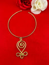 Unique Adjustable gold Hasli necklace with pendant no earrings/Indian jewelry/different necklace/Bridesmaids gift/Indo Western/only necklace