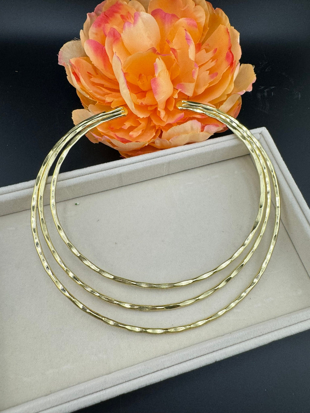 Unique Adjustable gold 3 layer Hasli necklace no earrings/Indian jewelry/different necklace/Bridesmaids gift/Indo Western/3-later necklace