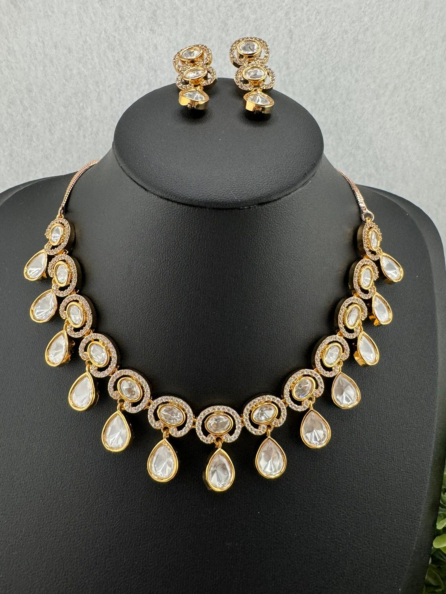 Polki Premium Quality Tyaani Kundan High Gloss Polish Necklace set with earring/Indian jewelry/Bridal Necklace set/Bridesmaids gift/wedding