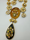 Amrapali Inspired Premium Necklace set, fusion Inlay work with Moissanite Kundan and natural stones