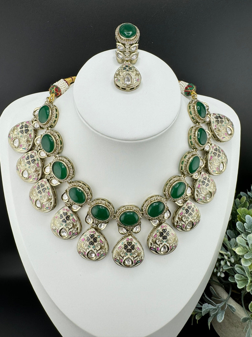 RAVISHING BRIDAL!!! Polki Premium Quality Tyaani Kundan Italian Mina Necklace set with earrings/bridal set/Bridesmaids Set/High gloss Enamel