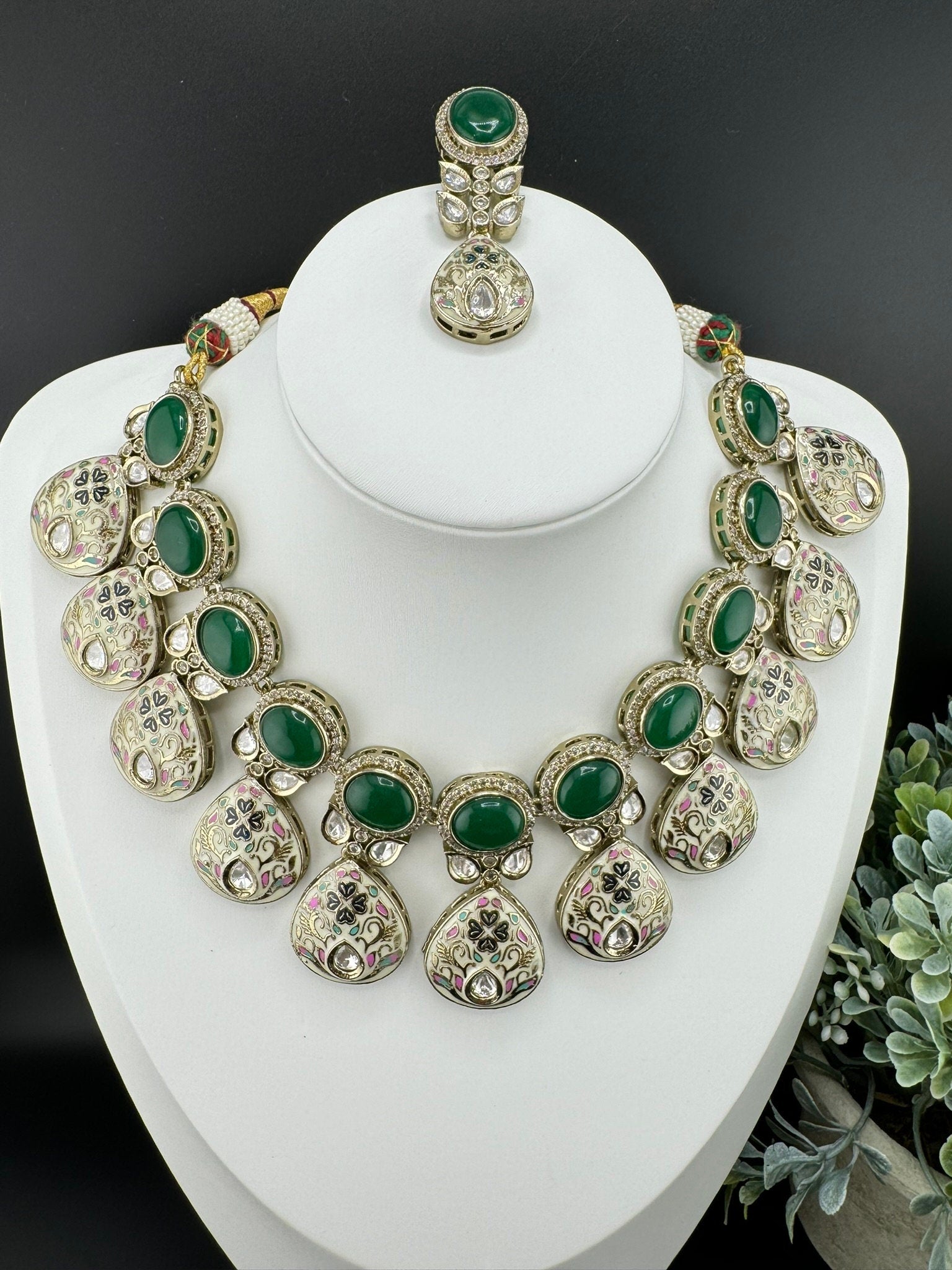 RAVISHING BRIDAL!!! Polki Premium Quality Tyaani Kundan Italian Mina Necklace set with earrings/bridal set/Bridesmaids Set/High gloss Enamel