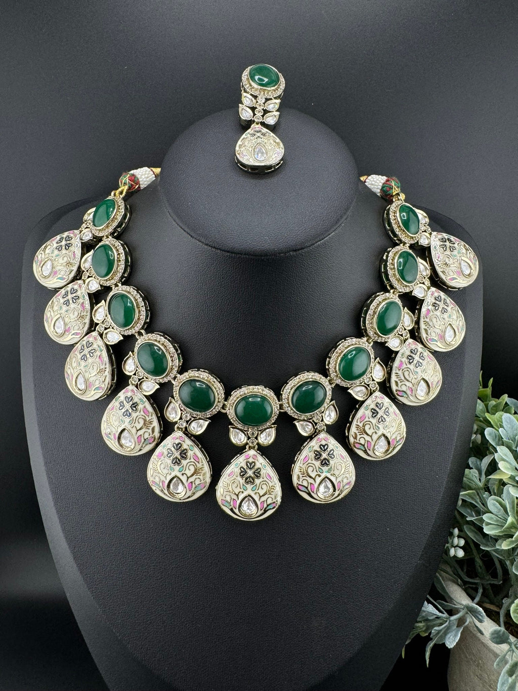 RAVISHING BRIDAL!!! Polki Premium Quality Tyaani Kundan Italian Mina Necklace set with earrings/bridal set/Bridesmaids Set/High gloss Enamel