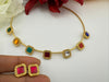 Premium Quality Multicolor stone, Kundan Matt Gold Hasli Necklace with studs earring/Indian jewelry/Sleek Necklace set/Bridesmaids gift