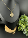 Tyaani Inspired Premium moissanite Kundan, CZ Sleek pendant set with studs/Indian jewelry/silver foil back/Premium Kundan/Bridesmaids gift
