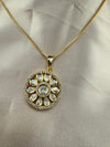 Tyaani Inspired Premium moissanite Kundan, CZ Sleek pendant set with studs/Indian jewelry/silver foil back/Premium Kundan/Bridesmaids gift