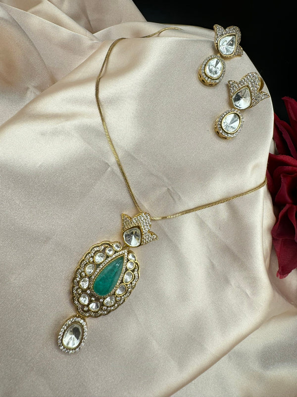 Tyaani Inspired Premium qlty moissanite Kundan, Doublet stone, CZ pendant set/Indian jewelry/silver foil back/Premium Kundan/Bridesmaid gift