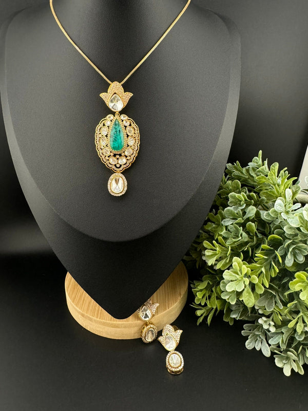 Tyaani Inspired Premium qlty moissanite Kundan, Doublet stone, CZ pendant set/Indian jewelry/silver foil back/Premium Kundan/Bridesmaid gift