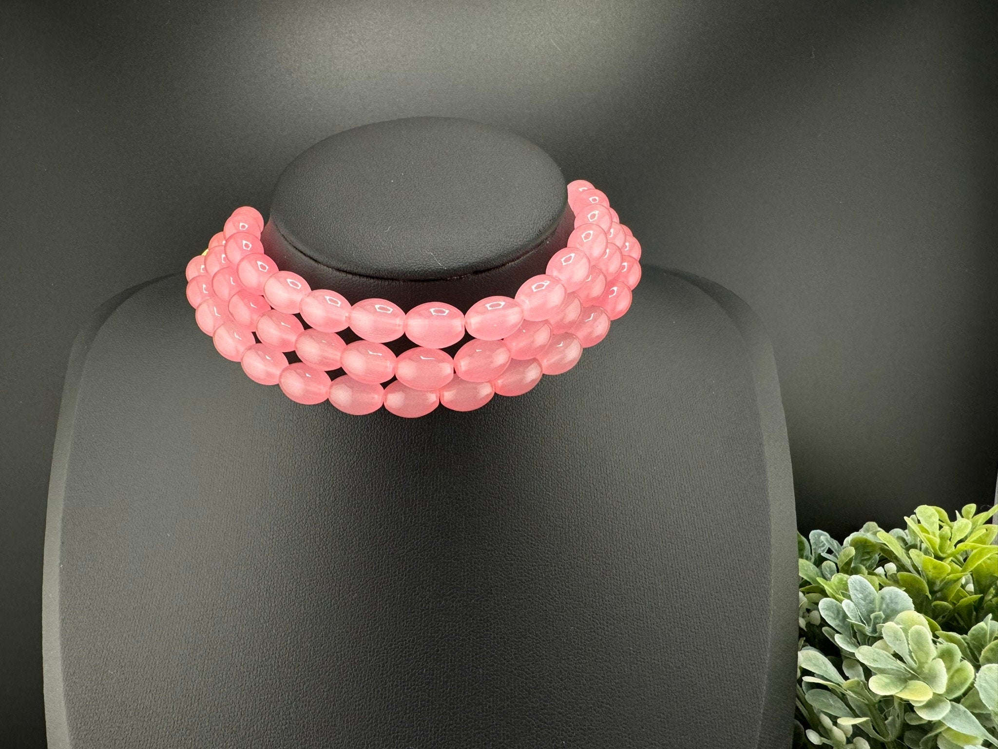 Beads choker Necklace without earrings with Dori/Indian jewelry/youth kids jewelry/Bridesmaids gift/Indo Western/Pearl Choker/Indian Choker