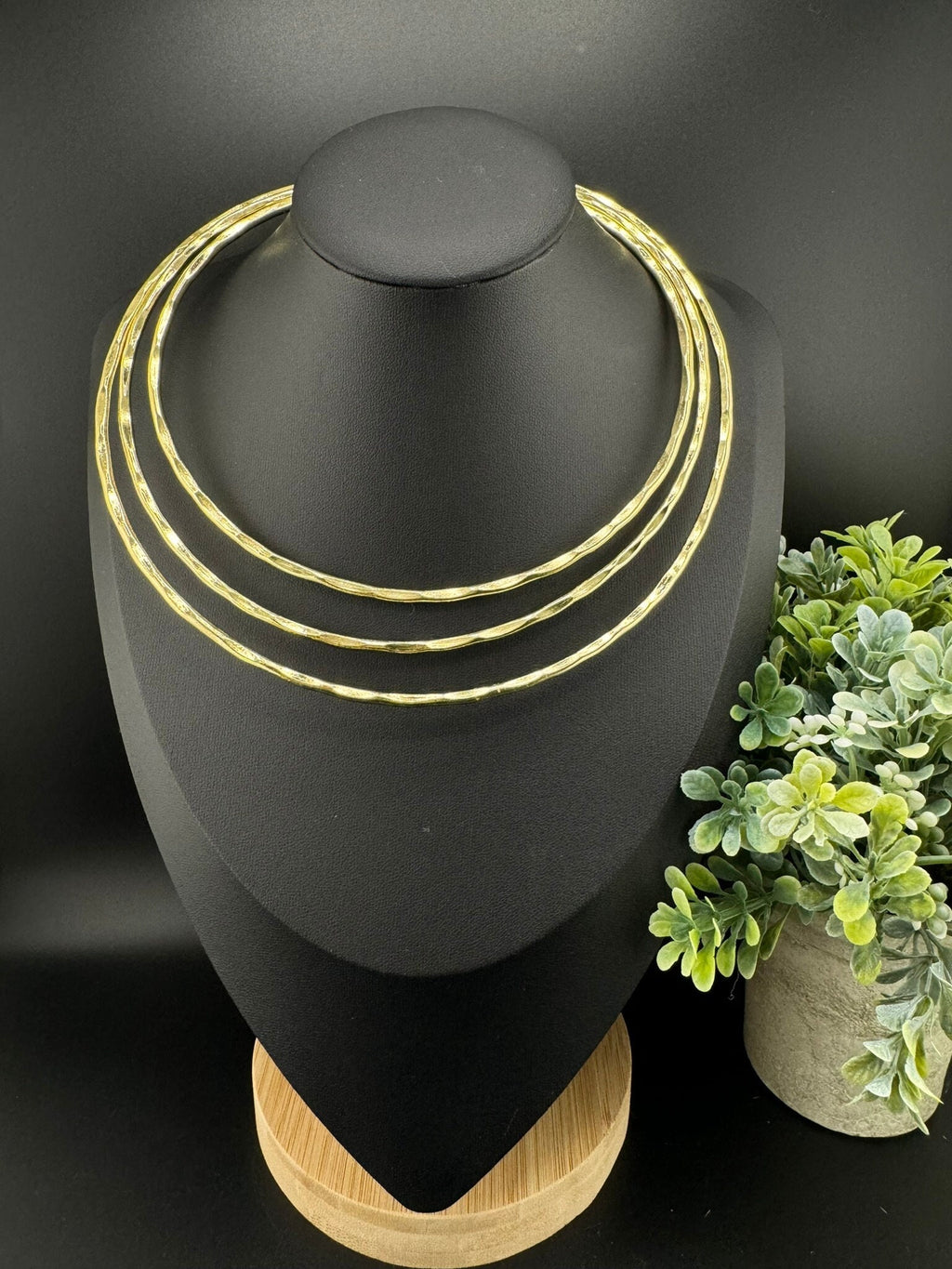 Unique Adjustable gold 3 layer Hasli necklace no earrings/Indian jewelry/different necklace/Bridesmaids gift/Indo Western/3-later necklace