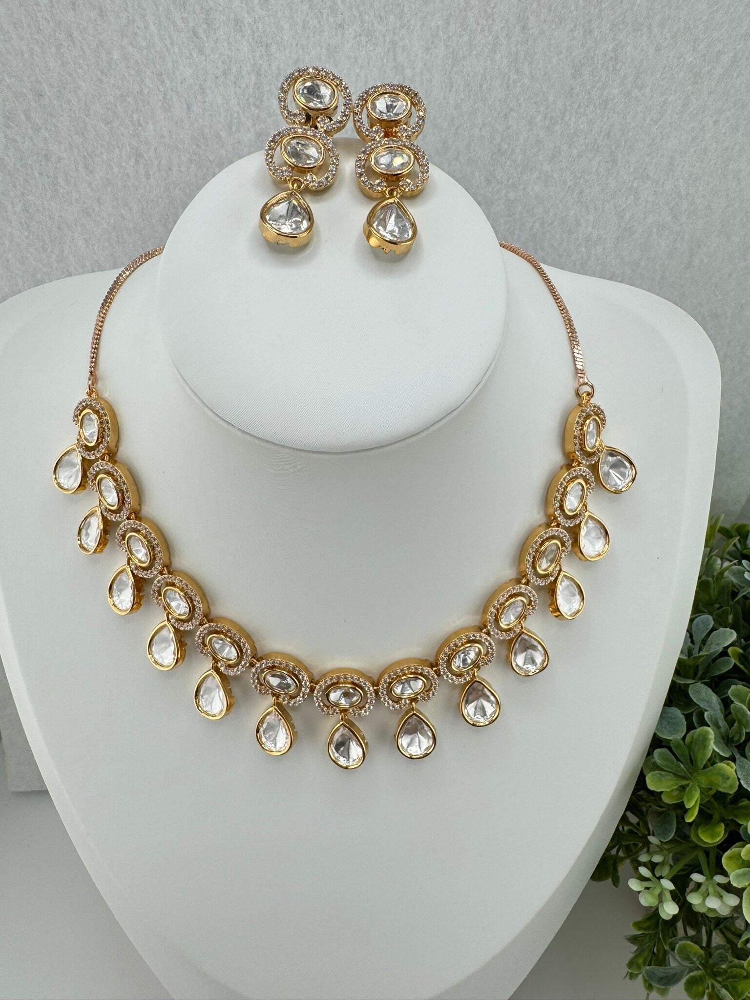 Polki Premium Quality Tyaani Kundan High Gloss Polish Necklace set with earring/Indian jewelry/Bridal Necklace set/Bridesmaids gift/wedding