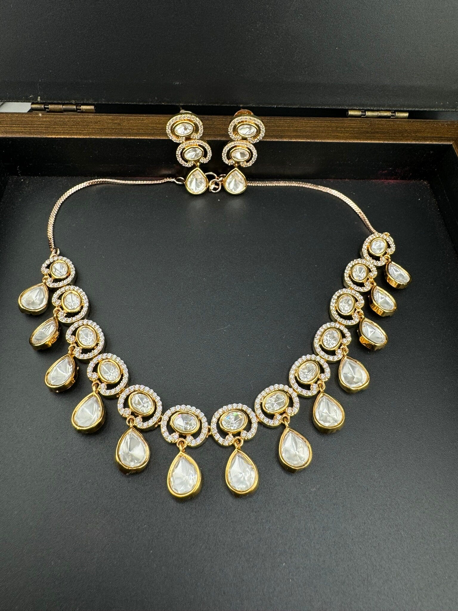 Polki Premium Quality Tyaani Kundan High Gloss Polish Necklace set with earring/Indian jewelry/Bridal Necklace set/Bridesmaids gift/wedding