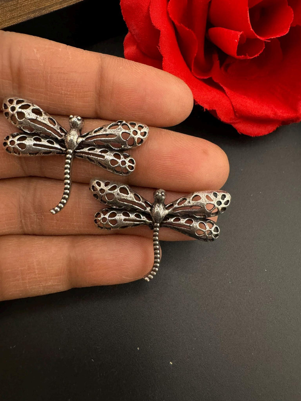 COMBO of 2 oxidized earrings, Fly and abstract earrings