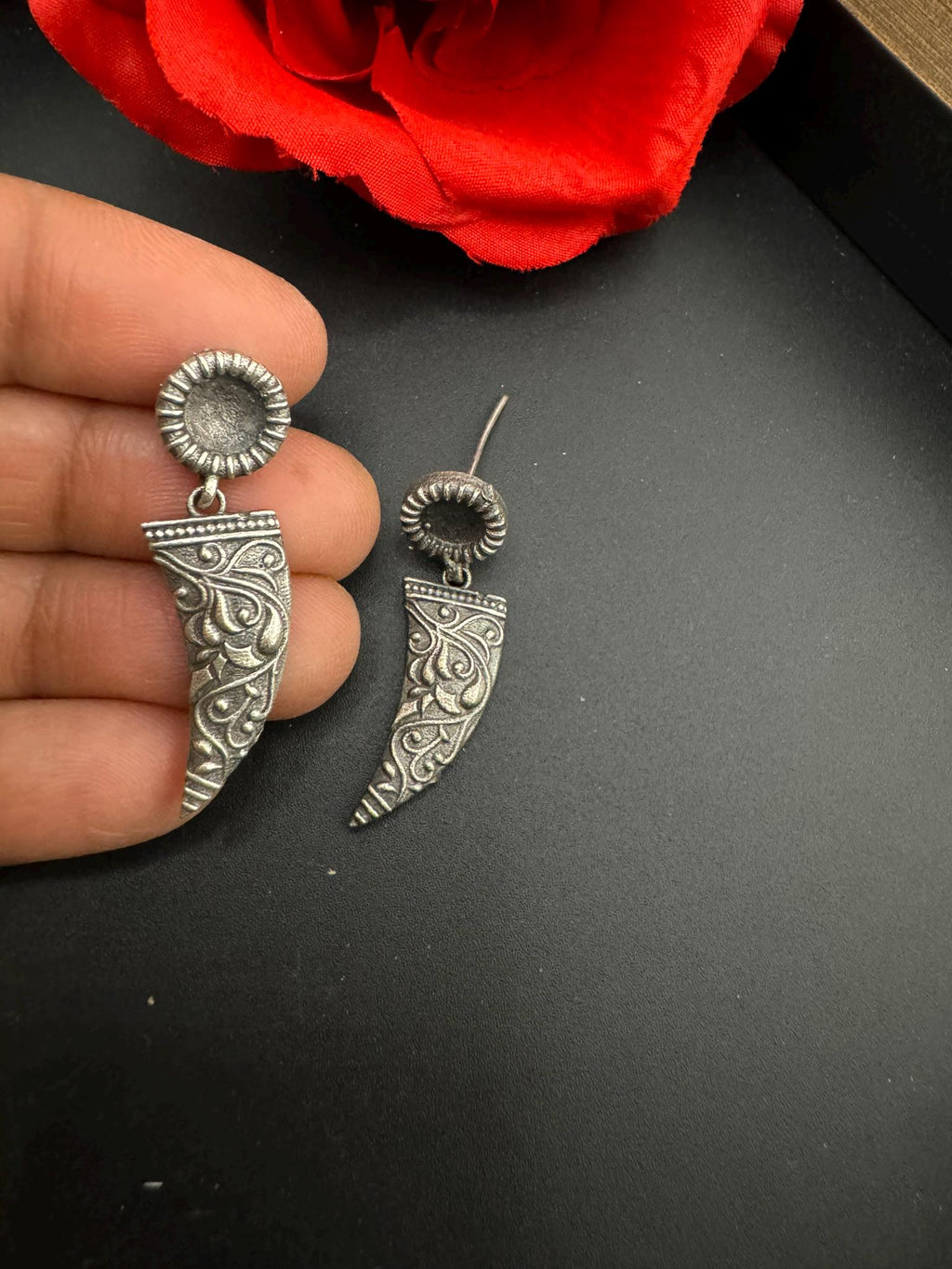 COMBO of 2 oxidized earrings, Fly and abstract earrings