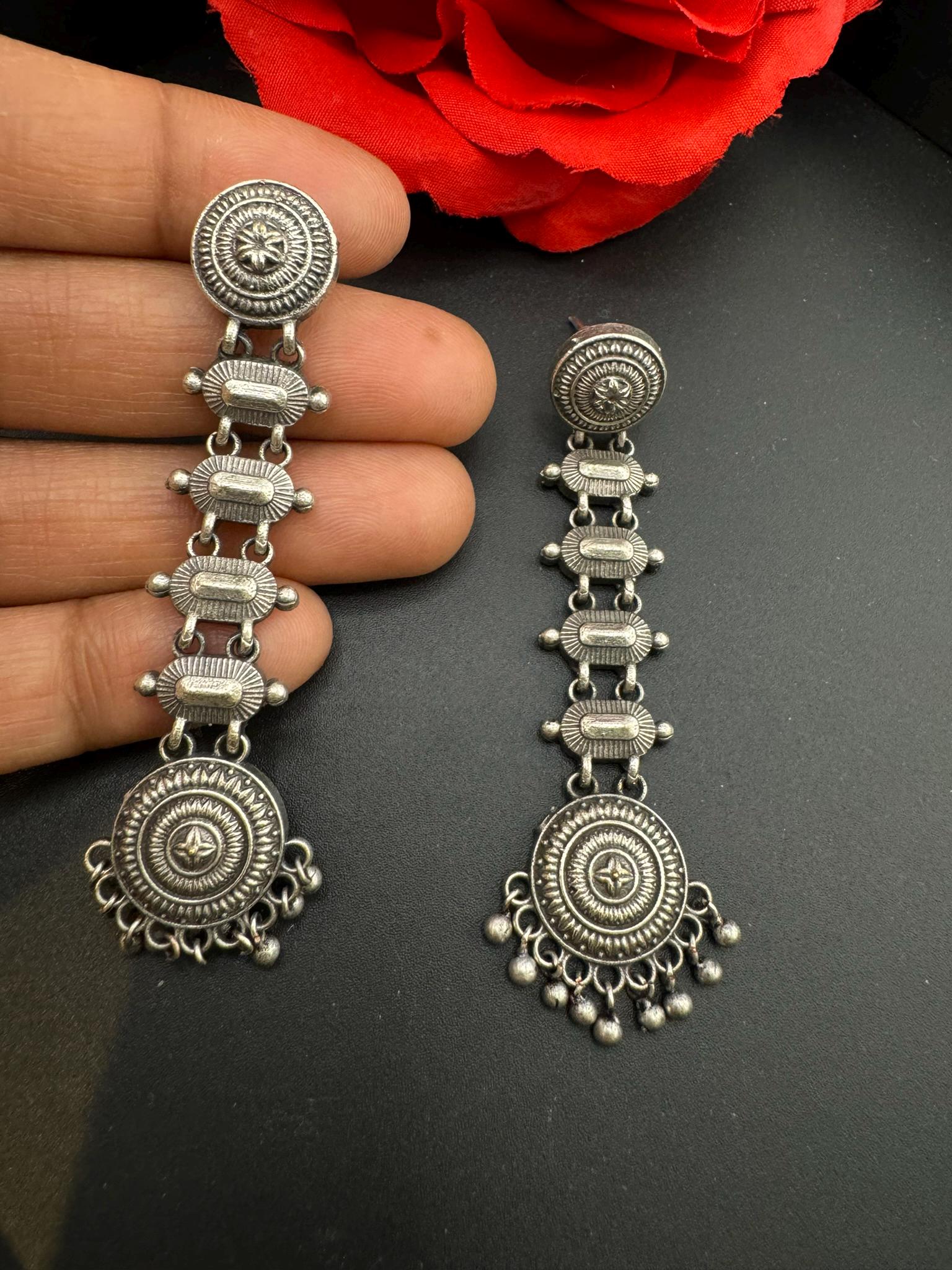 German silver oxidized silver everyday earrings/Oxidized silver earring/Statement Earring/Boho Earrings/flower jewelry/Ethnic Earrings