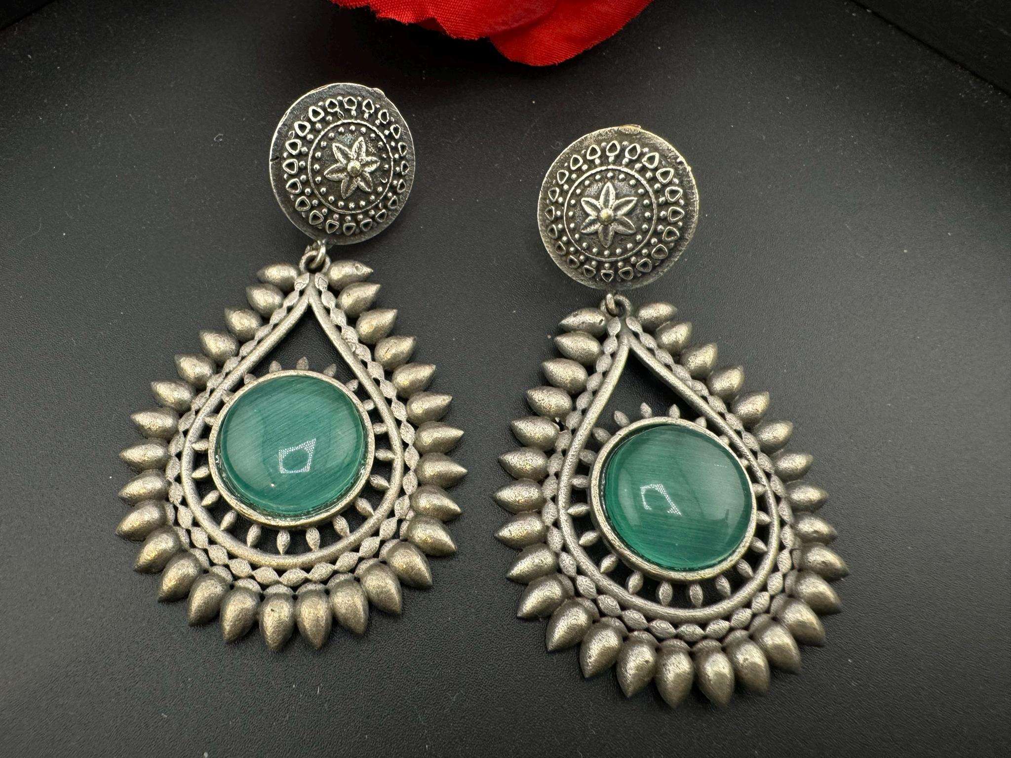 German silver oxidized silver everyday earrings/Oxidized silver earring/Statement Earring/Boho Earrings/flower jewelry/Ethnic Earrings