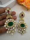Premium Designer Uncut Kundan with Doublet stone and CZ details long earrings