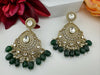 Premium Emerald Green natural stones, Moissanite Kundan with CZ designer Chand Bali earring