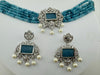 Premium fusion Choker necklace set with CZ pendant, carved stones and Onyx Hydro beads